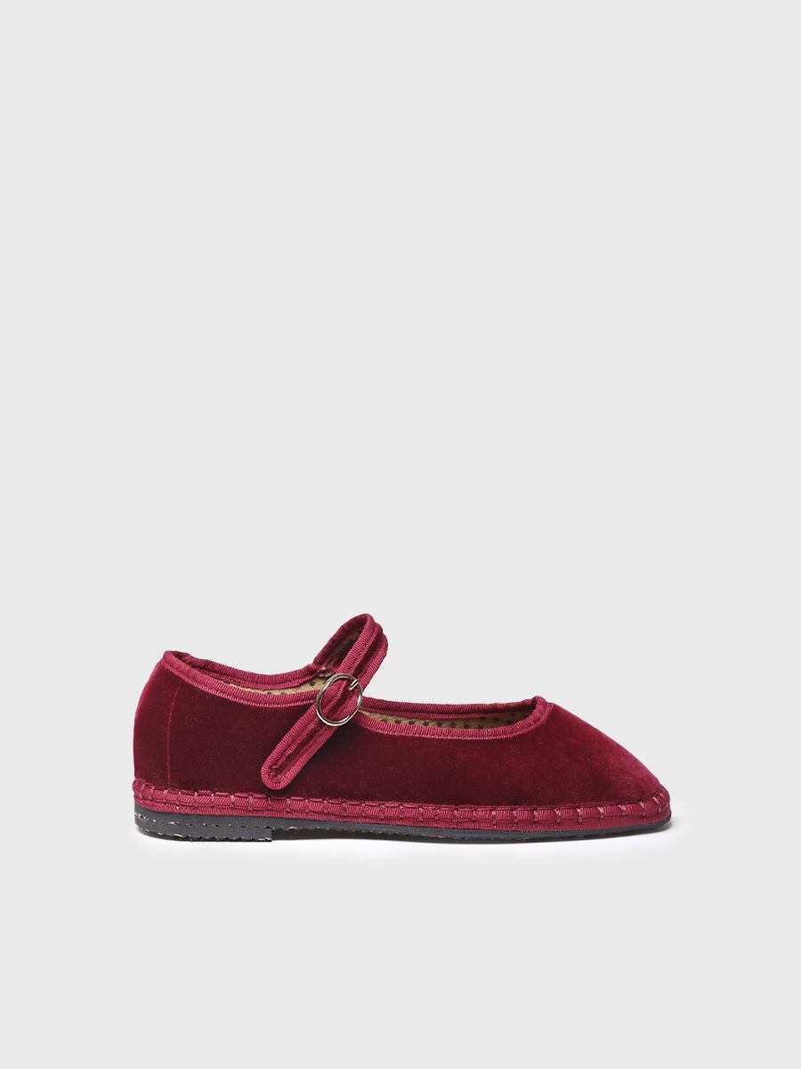 Mary Jane pour femme en velours en couleur bordeaux - CLOE