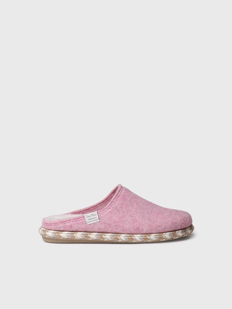 Women's slippers in felt in pink - DELI-FP