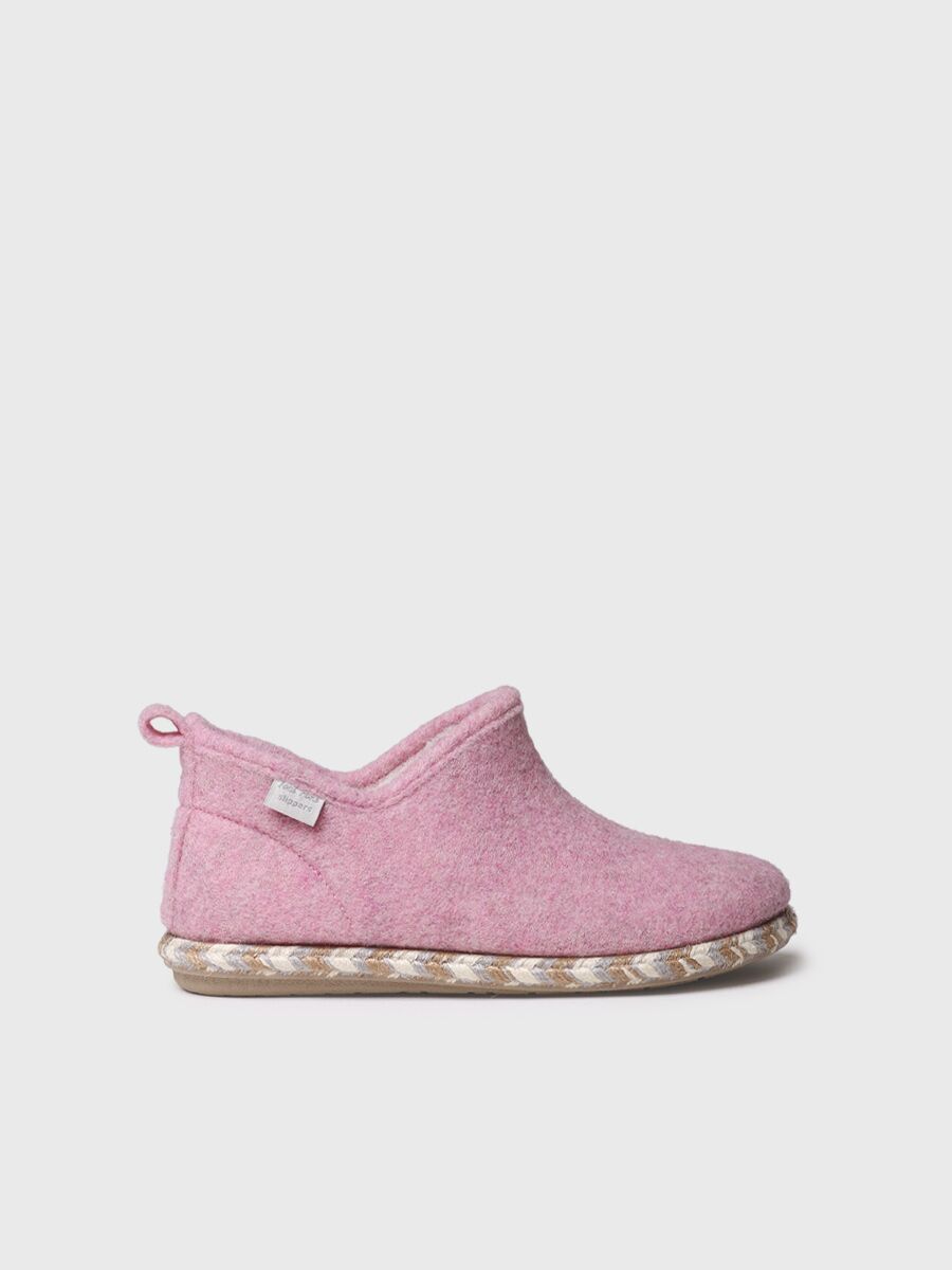 Slipper abotinada para mujer en fieltro en rosa - DUNA-FP