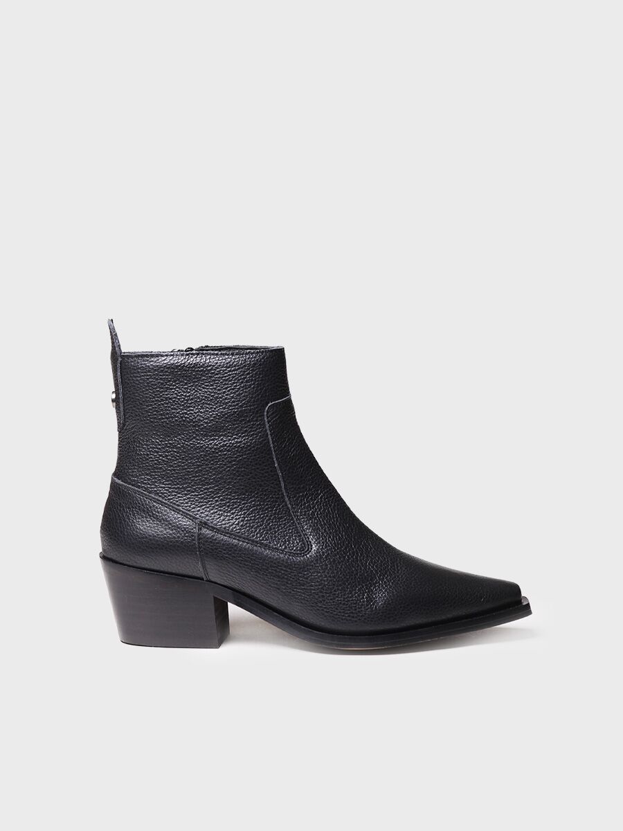 Bottines en cuir noir pour femme - IKIA-P