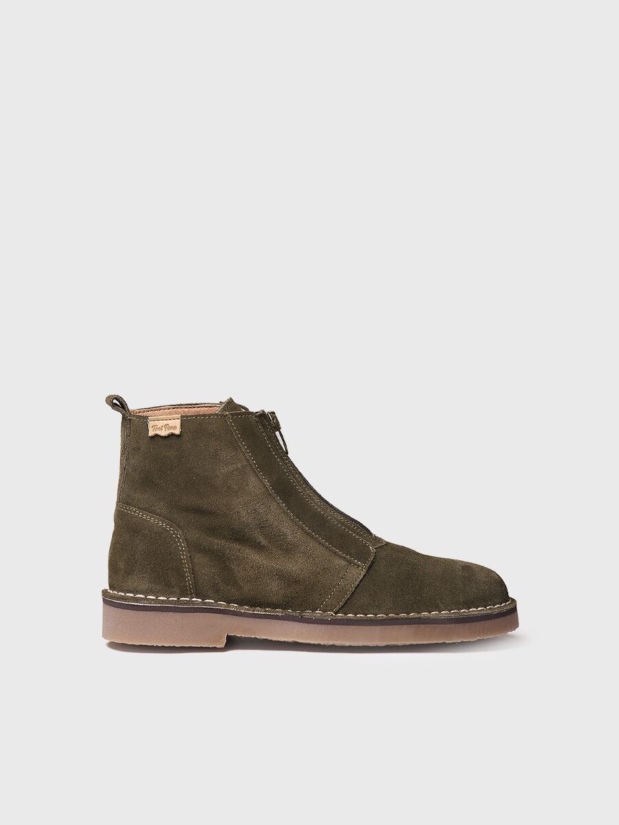 Women's Ankle boot in Suede in khaki - INDIA-SY