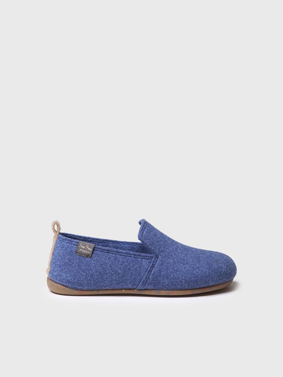 Women's slipper in recycled felt in blue - MELVA-FR