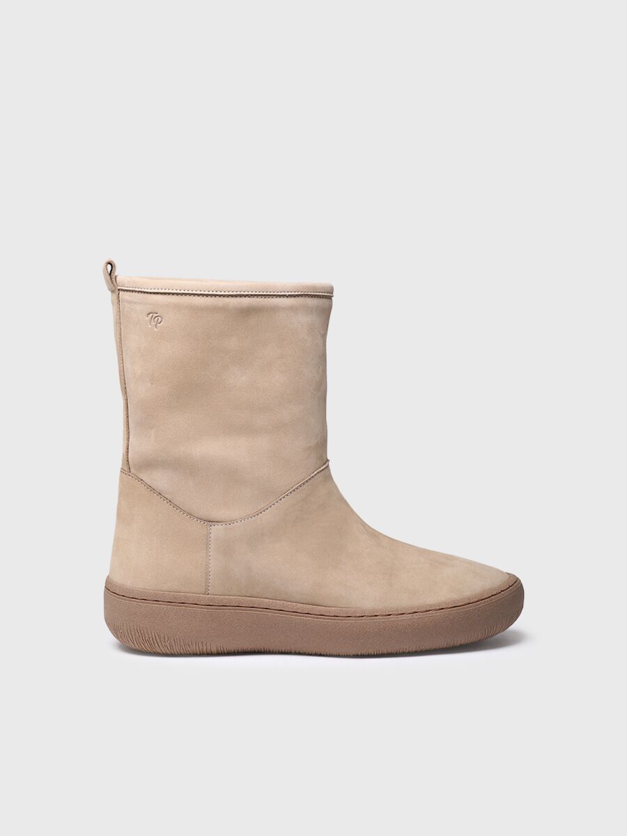 Women's nubuck leather boot in beige - SILS