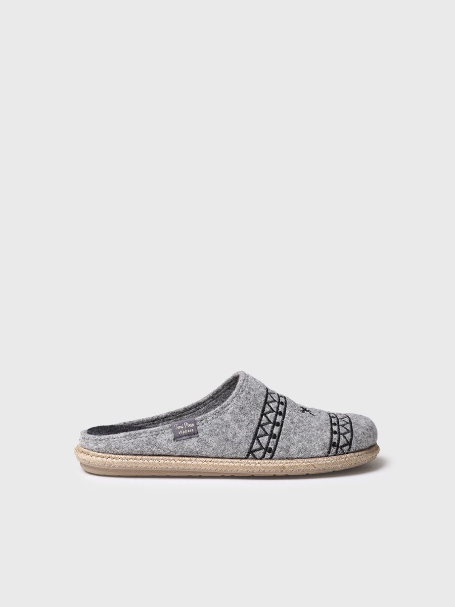 Men's felt slippers in grey - TOBI-EF