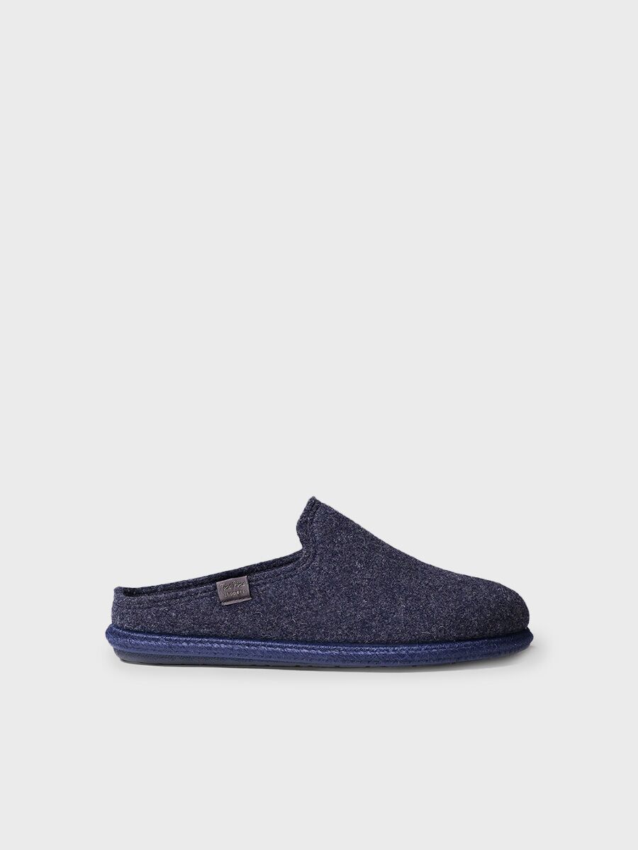 Slippers para hombre de lana reciclada en azul marino - TOMAS-RW