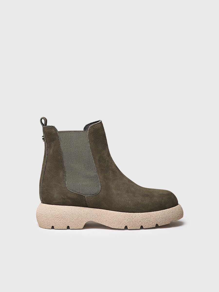 Suede leather boot for women in khaki - DAVINIA