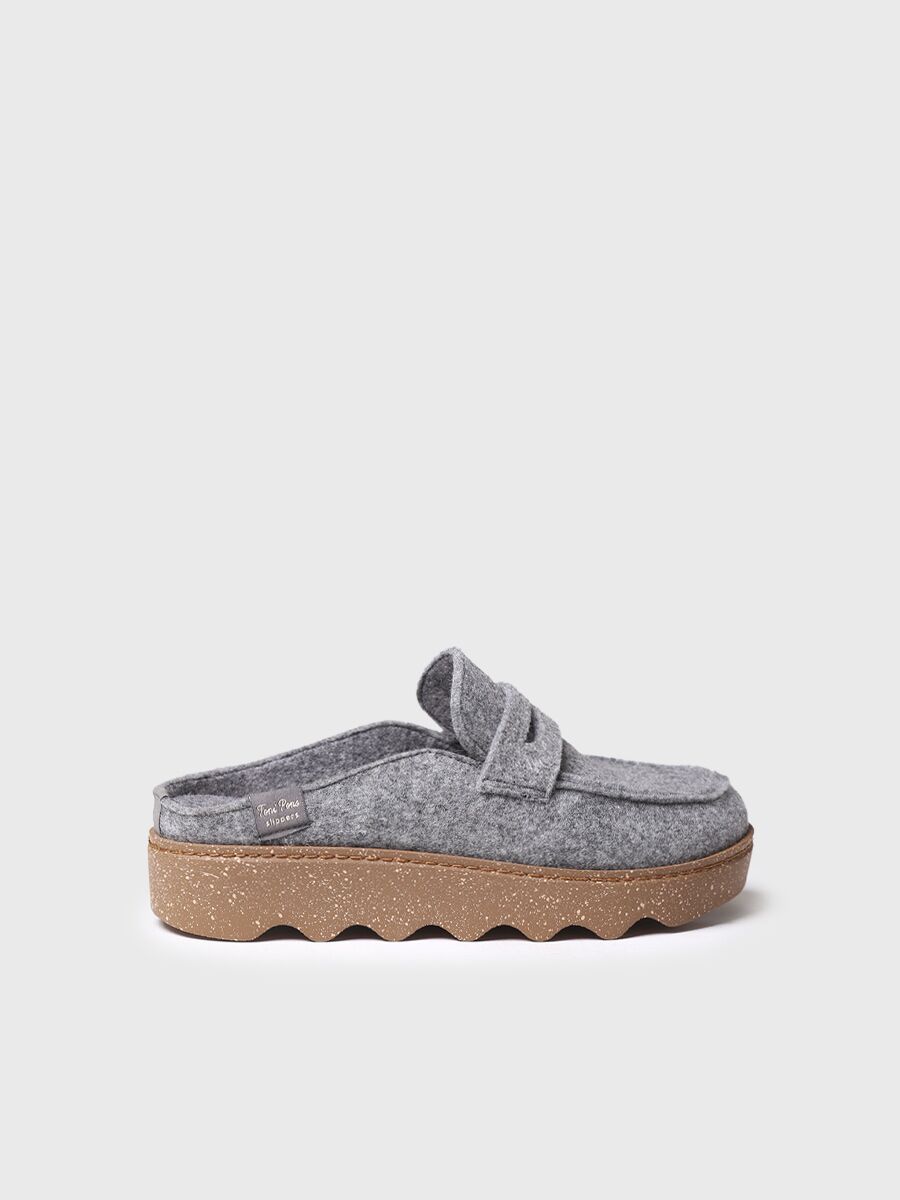 Women's slipper with platform sole in grey - JADEN-FR