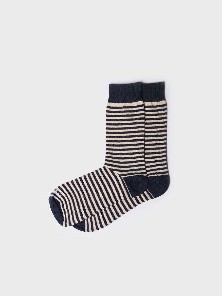 Unisex Cotton Striped Socks in Navy - QUEL-DD