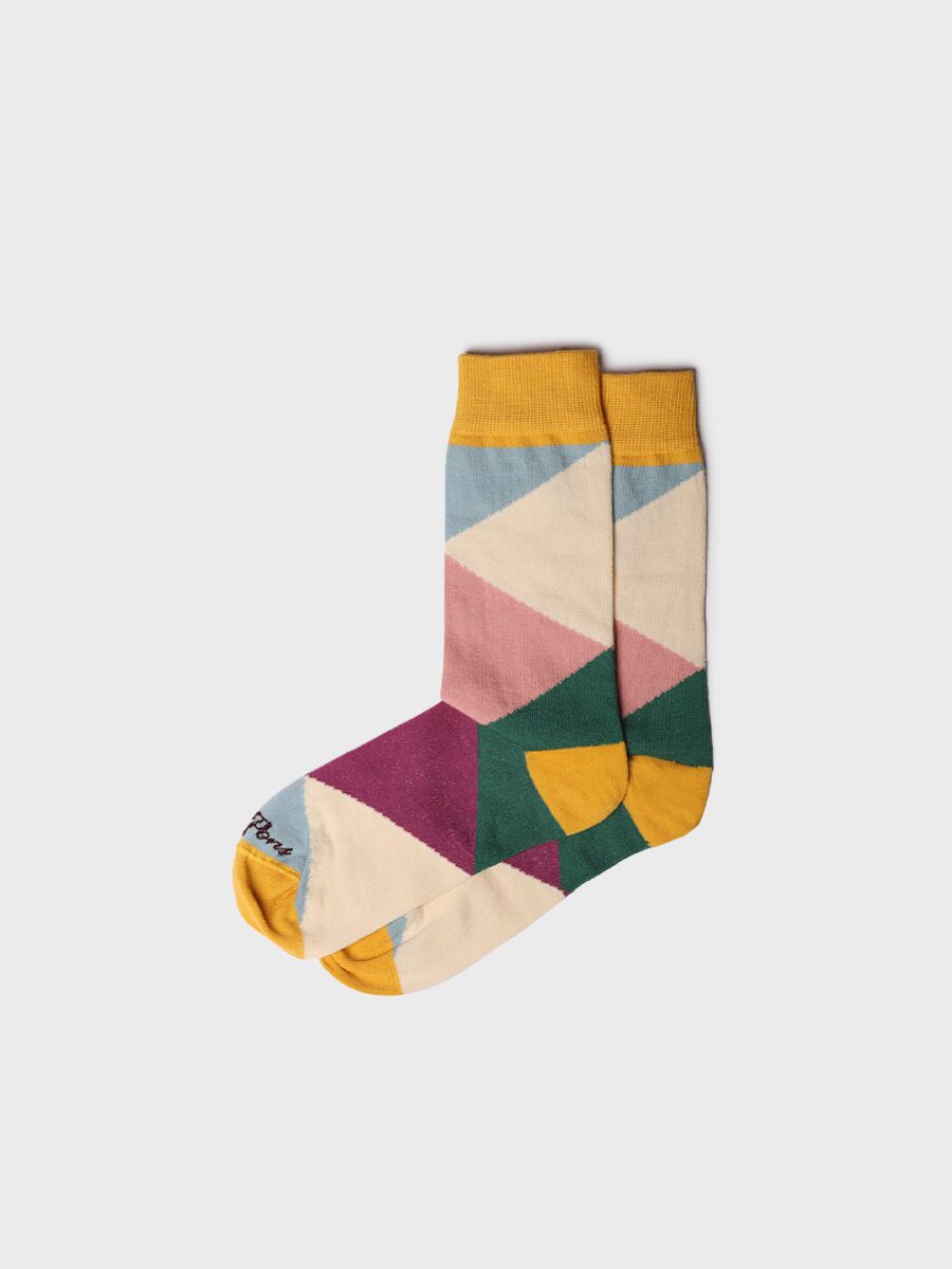 Unisex Printed Cotton Socks in Pink - QUEL-MC