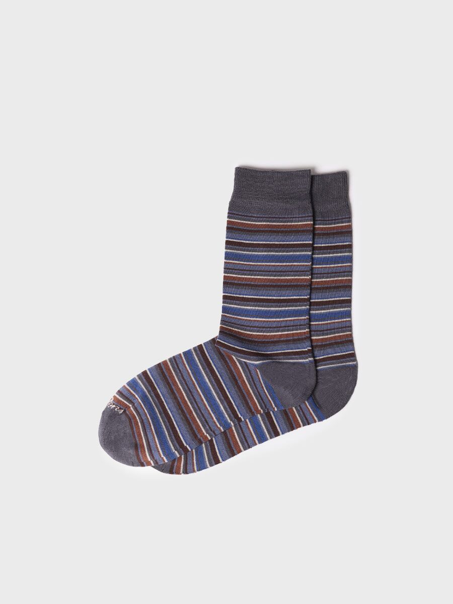 Calcetines unisex en algodón a rayas en azul- QUEL-BR