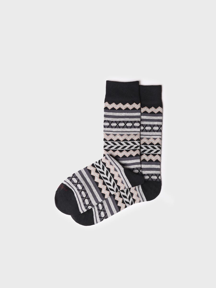 Unisex cotton socks with border in black | QUEL-YA