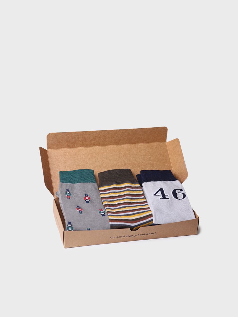 Pack de 3 calcetines de algodón unisex - QUEL-PK
