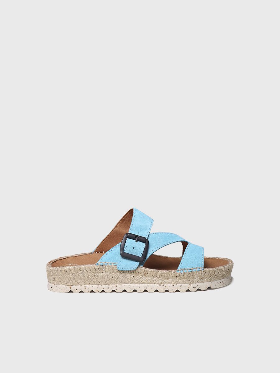 Flat sandal with crossed straps in Turquoise colour - BIBI-A