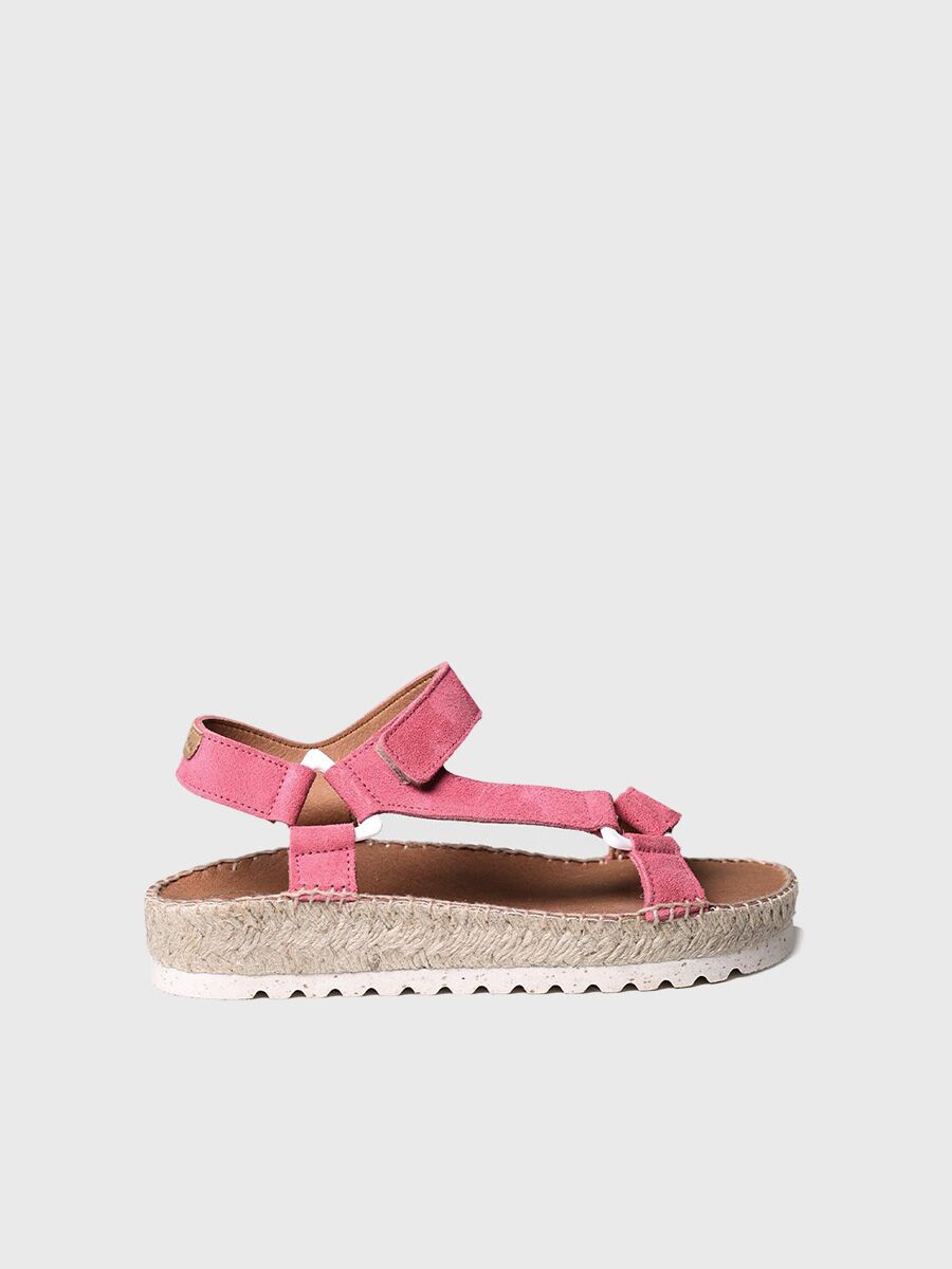 Jute platform sandal in Raspberry colour - BRIT-A