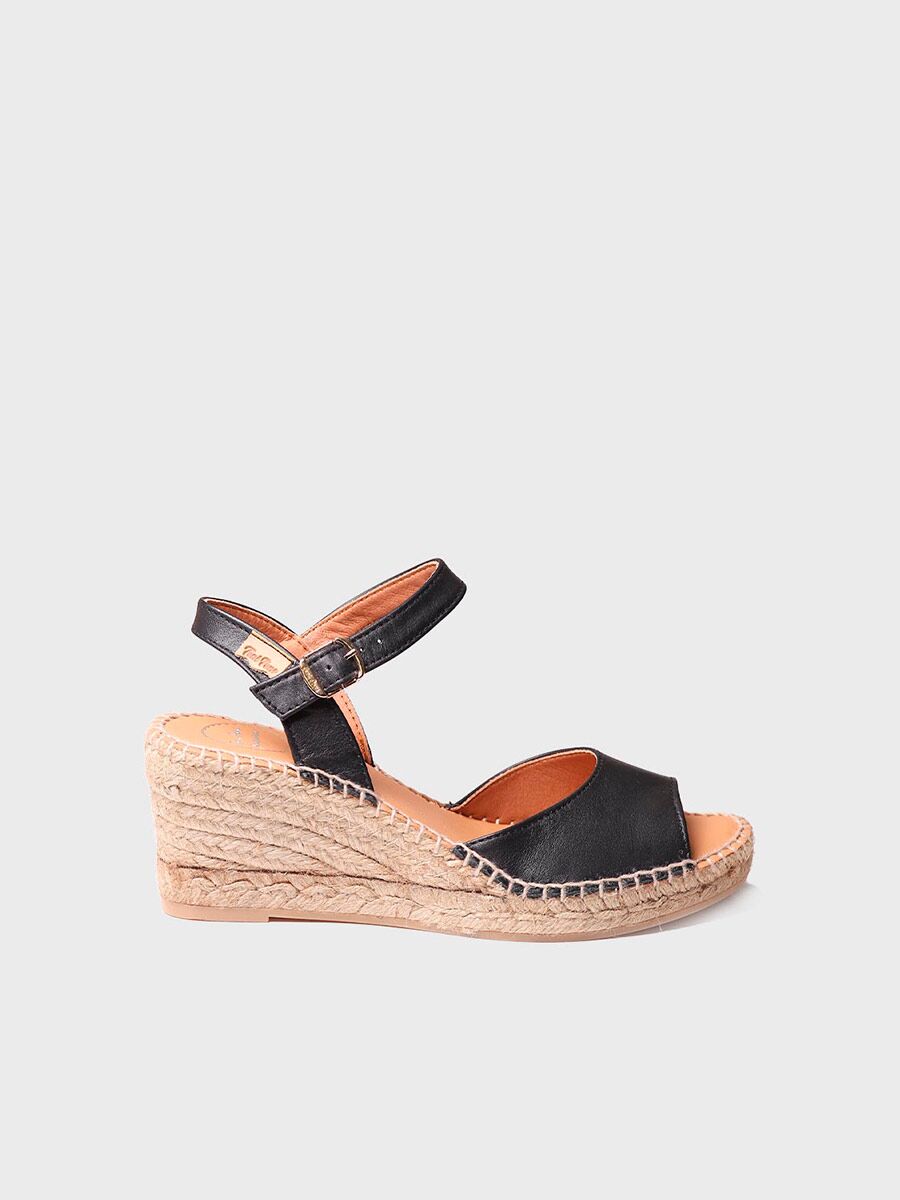 Wedge espadrilles with buckle in Black colour - SIA-P