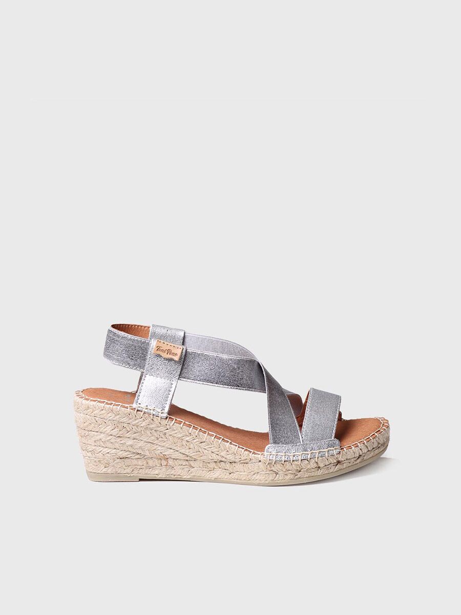Silver wedge sandal with straps - TURA-RC