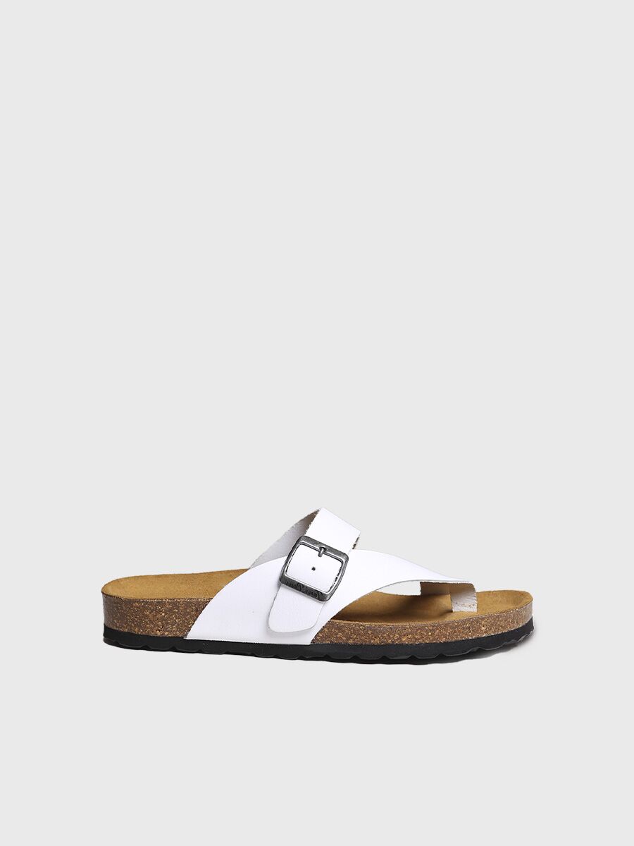 Women's buckle sandal in White colour - GAIA-PE
