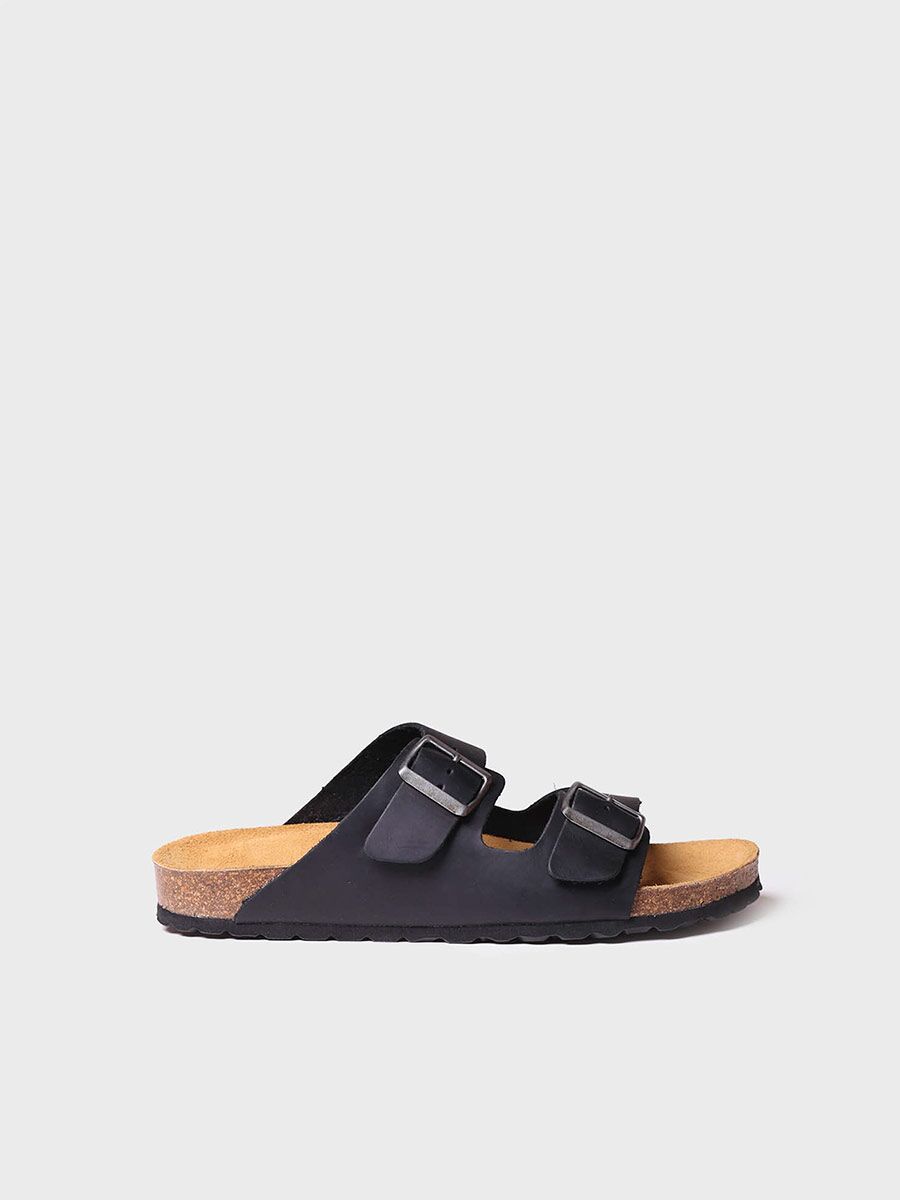 Men's sandal with buckle in Black colour - GER-PE