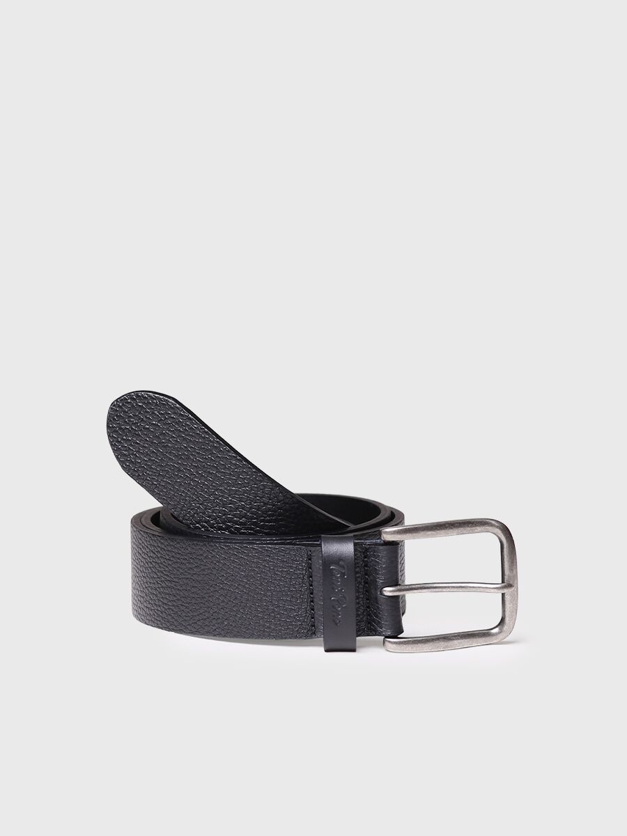 Men's black leather belt - ELIAS