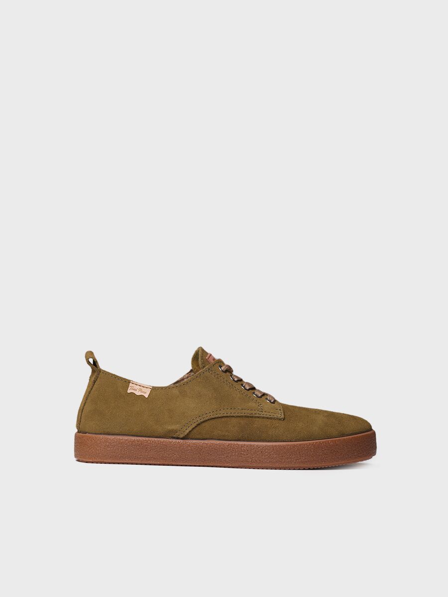 Men's lace-up shoe in suede in Olive - DERBY-SY