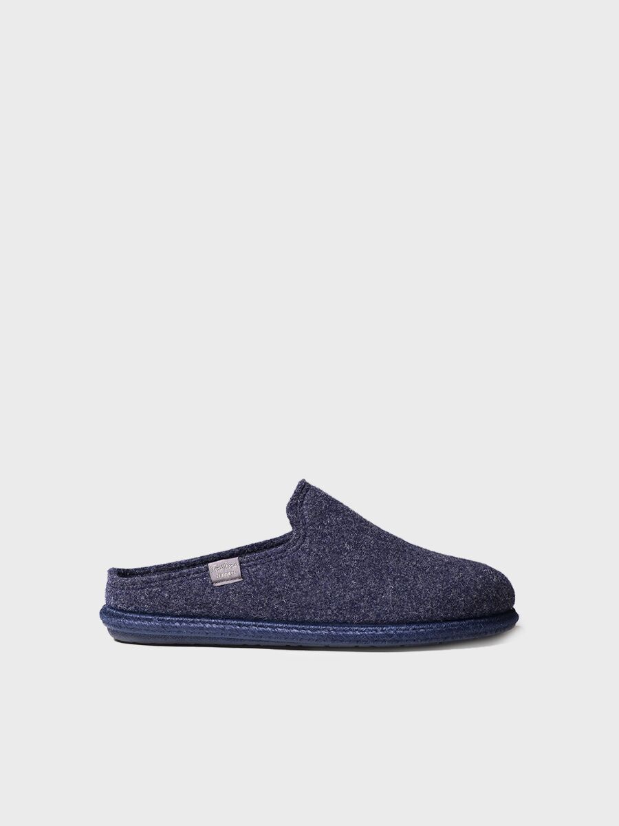 Men's Slippers made from Recycled Wool in Navy - TOMAS-RW