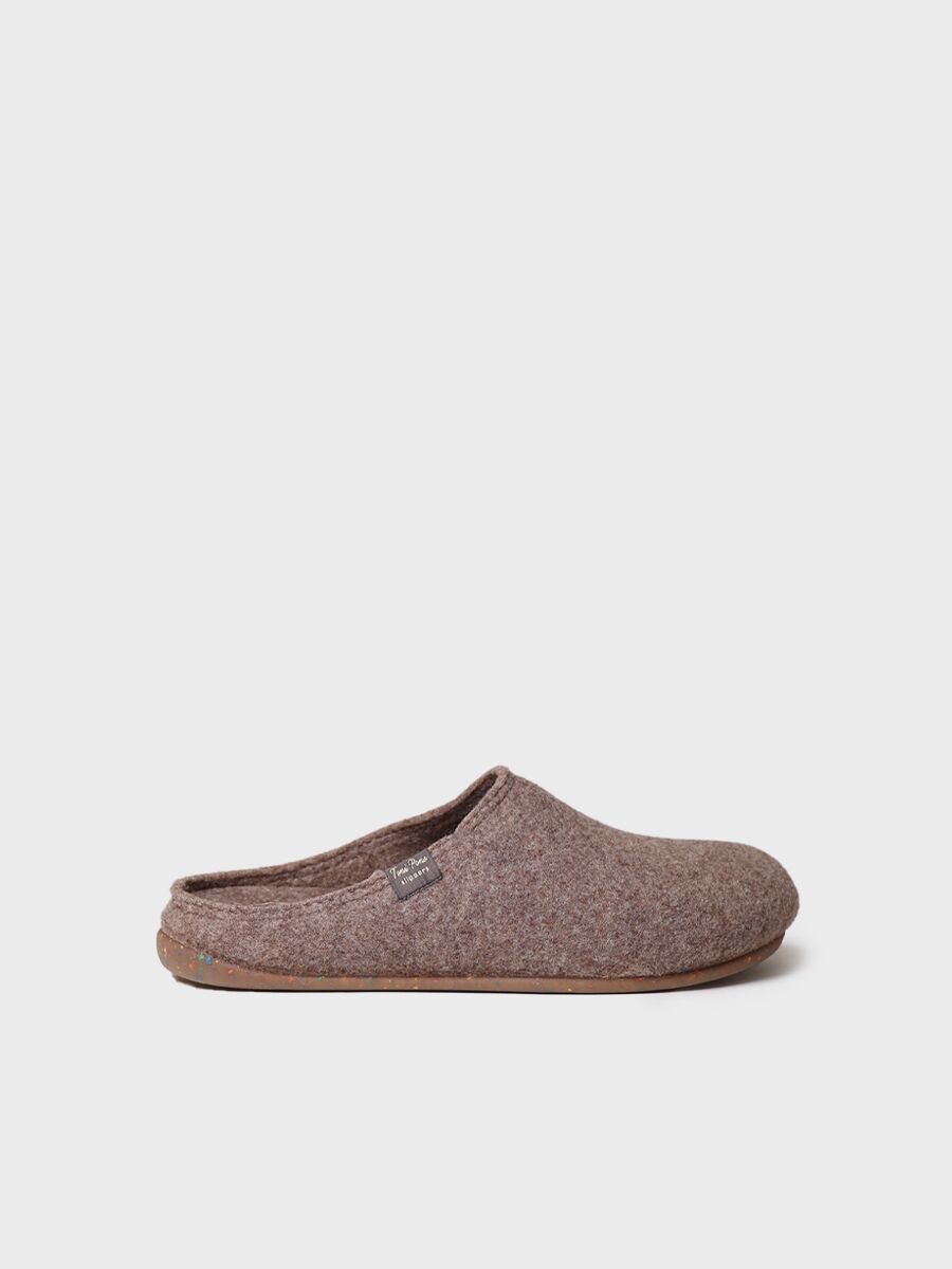 Men's house slipper made from recycled felt in Taupe - NEO-FR