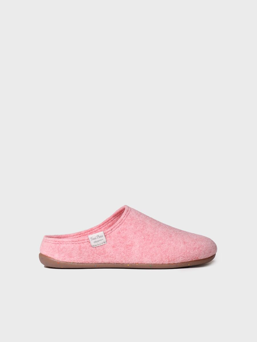 Women's clog-style slipper made from recycled felt in Pink - MONA-FR