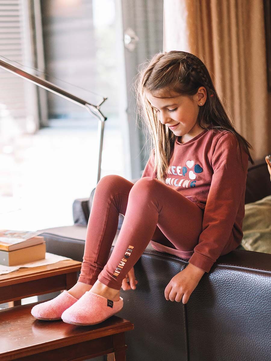 Recycled Felt Slippers for children in Pink - LOGAN-FR