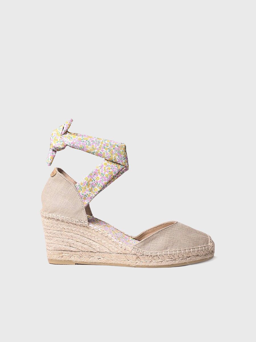 Espadrille with ribbons in Stone colour - JUDIT-AP