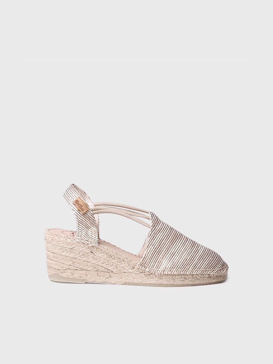 Wedge espadrilles with elastic straps in Beige colour - TANIA-ZR
