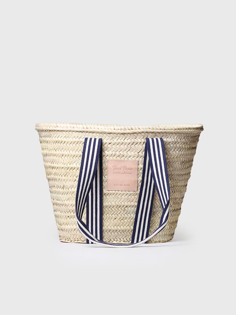 Basket bag in wicker and fabric handles - GANDIA