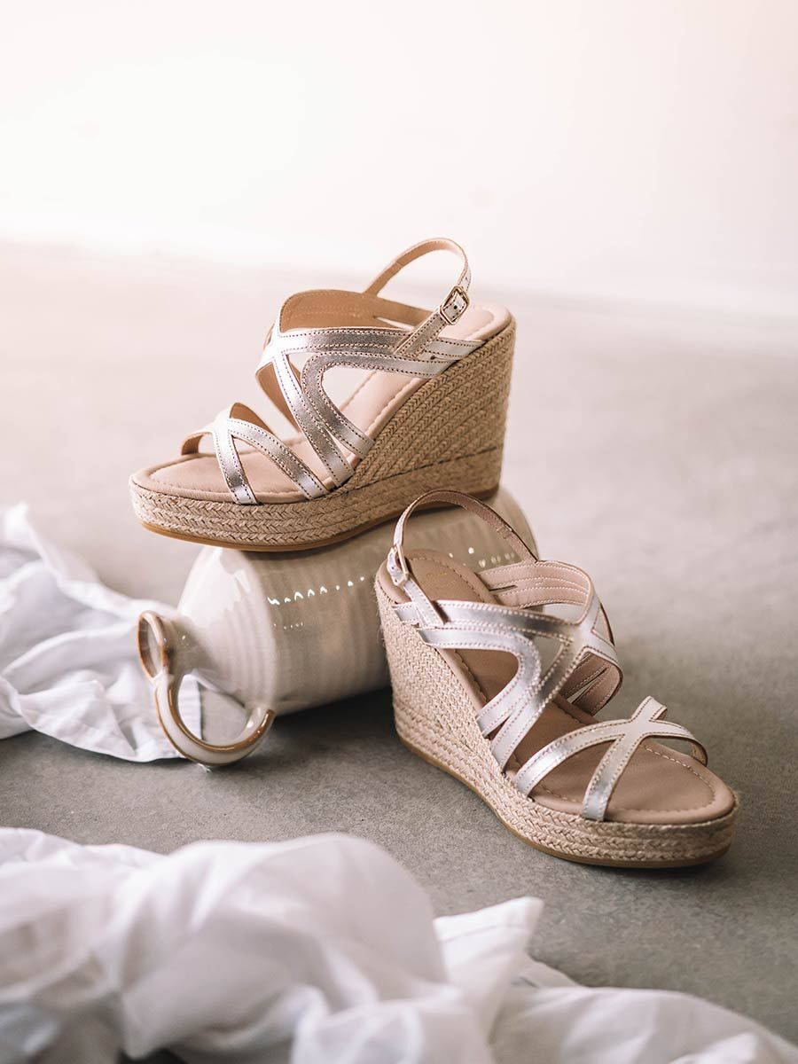 High wedge sandal in Silver colour - OLIMPIA