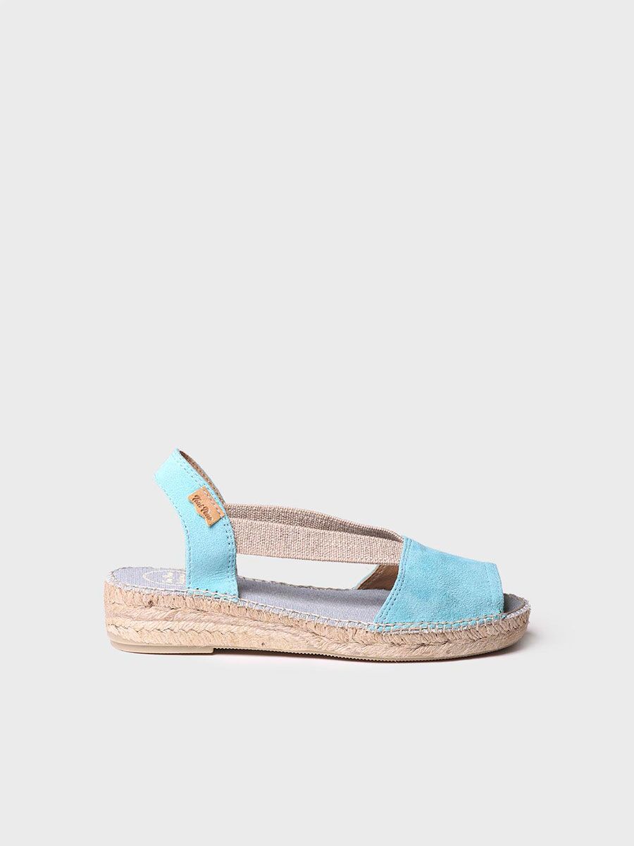 Flat suede sandal in Turquoise colour - ELLA