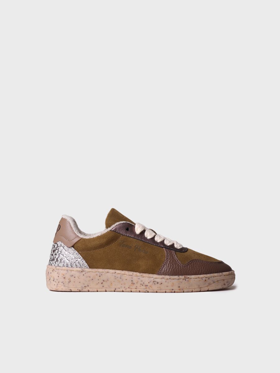 Women's Sneaker in Suede and Leather in Olive - ALEXANDRA