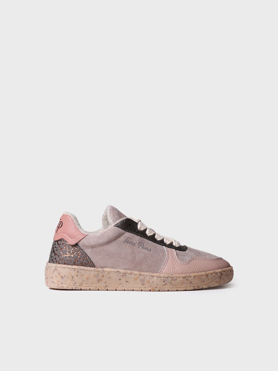 Women's Sneaker in Suede and Leather in Taupe - ALEXANDRA