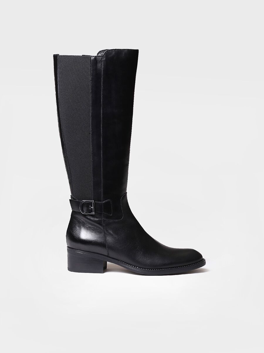 High boots for women in black leather - TACOMA-P