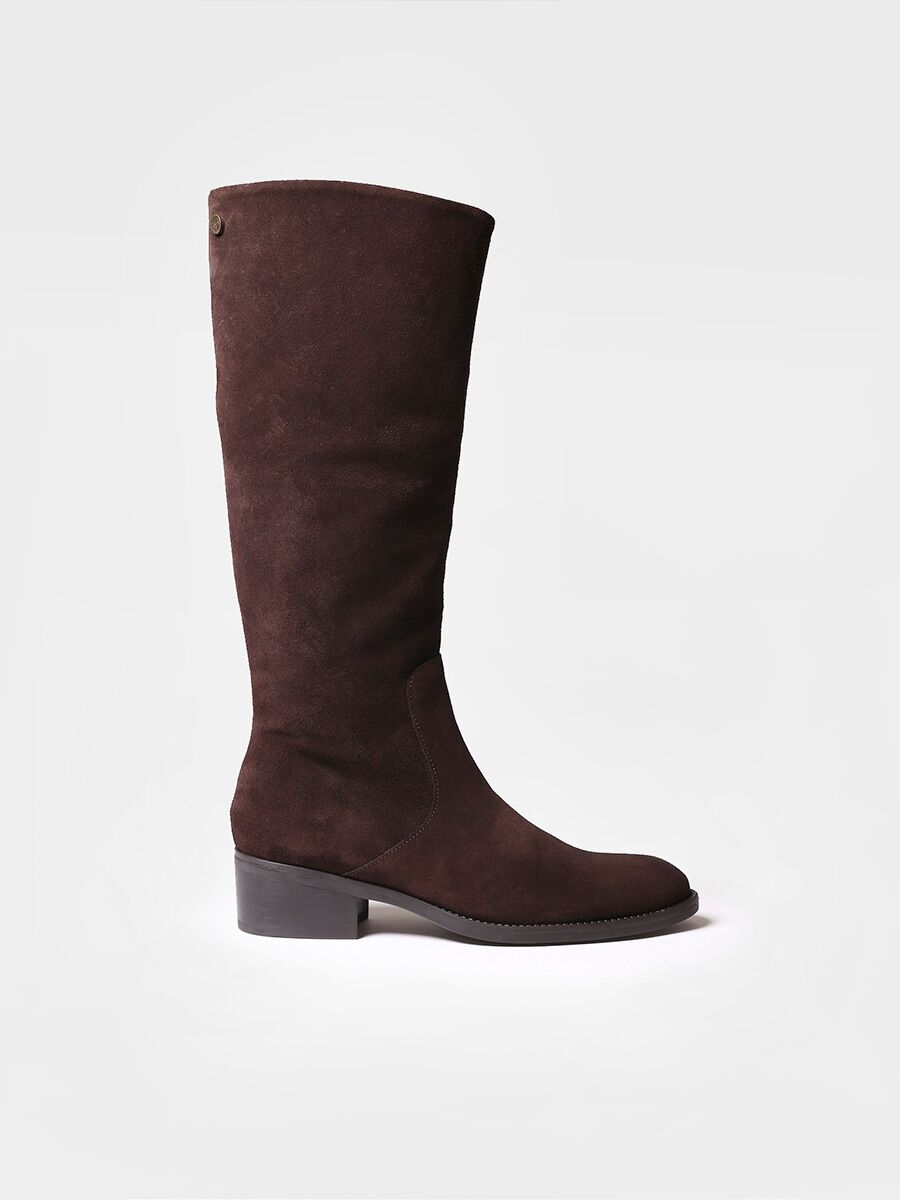High boots for women in suede in Brown - TIROL-SY