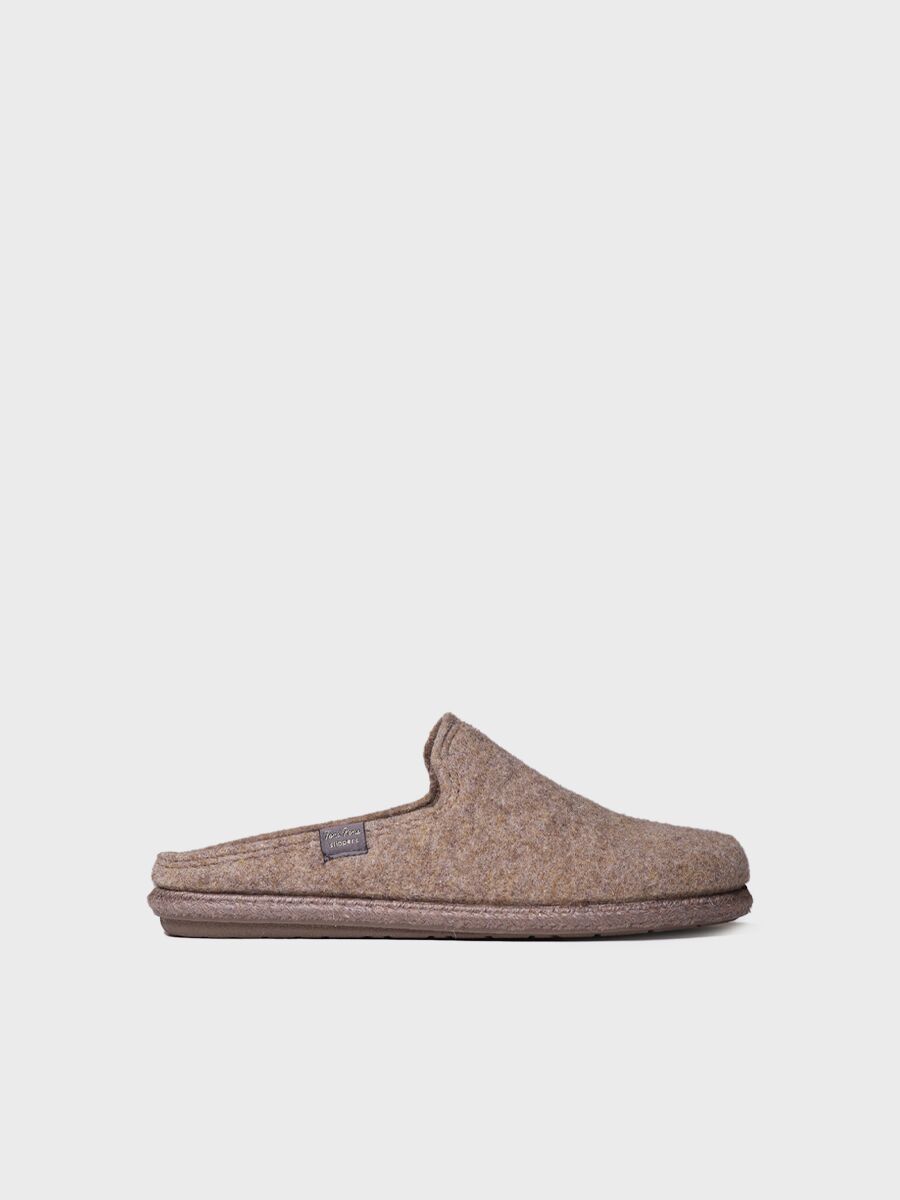 Men's Slippers in Recycled Wool in Taupe - TOMAS-RW
