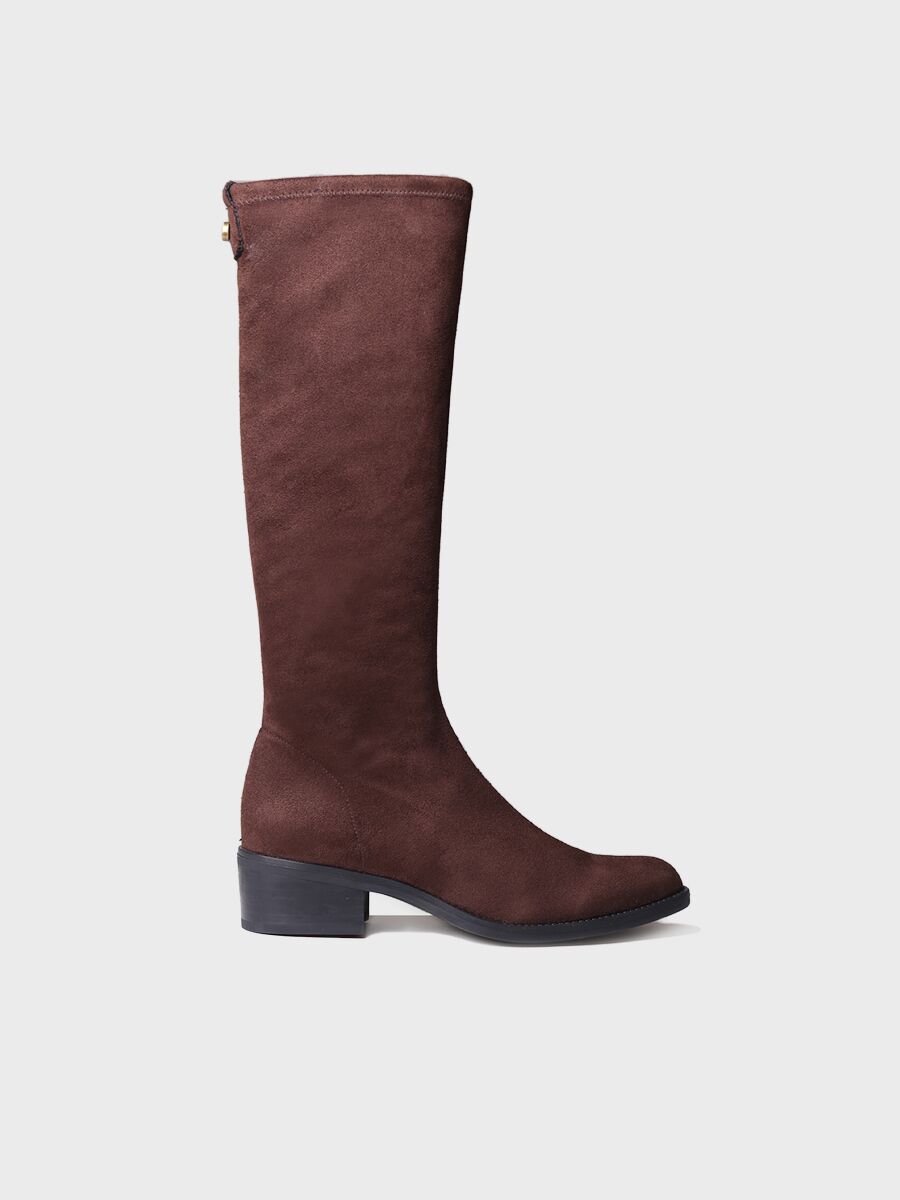 High boots for women in lycra in Brown - TREVI-LA