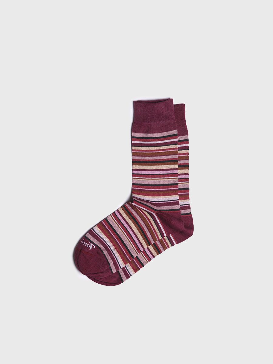 Unisex Striped Cotton Socks - QUEL-BR Bordeaux