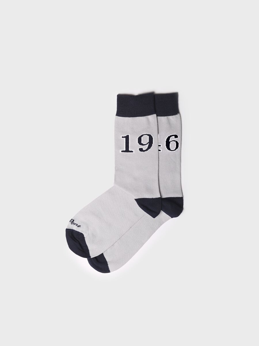 Unisex Printed Cotton Socks in Grey - QUEL-TP