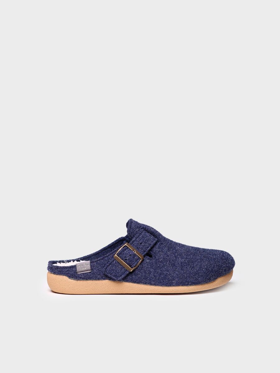 Men's clog-style slipper in felt in Blue - NORTON-FP