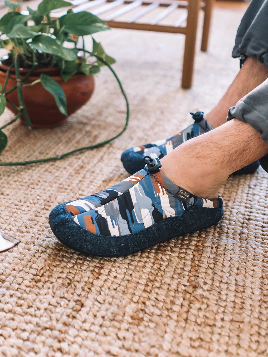 Men's clog-style shoe in padded fabric and felt - NADIR-UM Camu