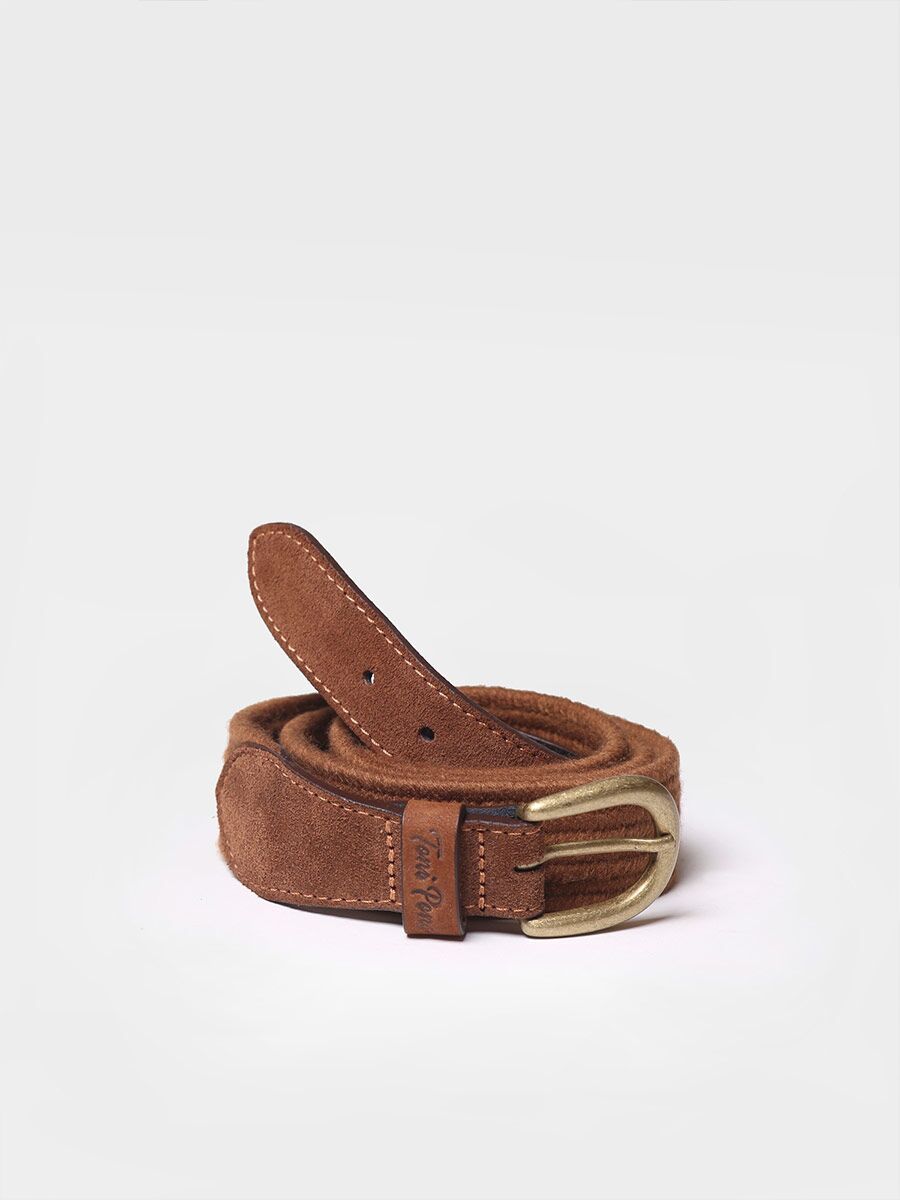 Women's belt in woolly fabric in Toasted brown - NALA