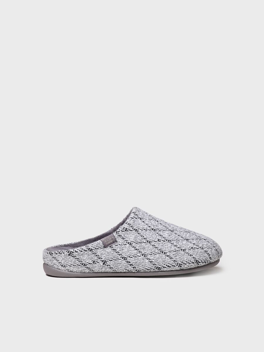 Men's house slipper in Grey fabric - NAUEL-KM