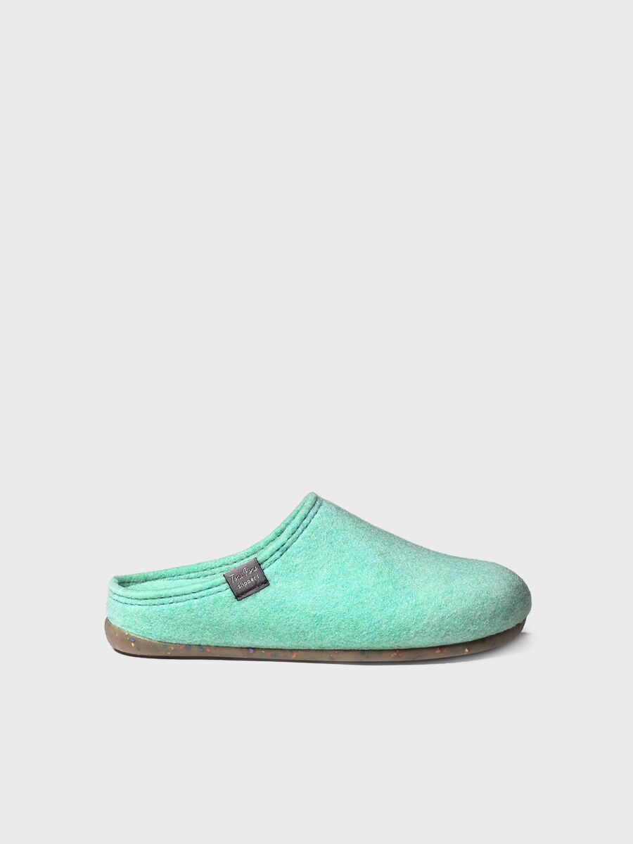 Women's clog-style slipper in recycled felt in Mint - MONA-FR