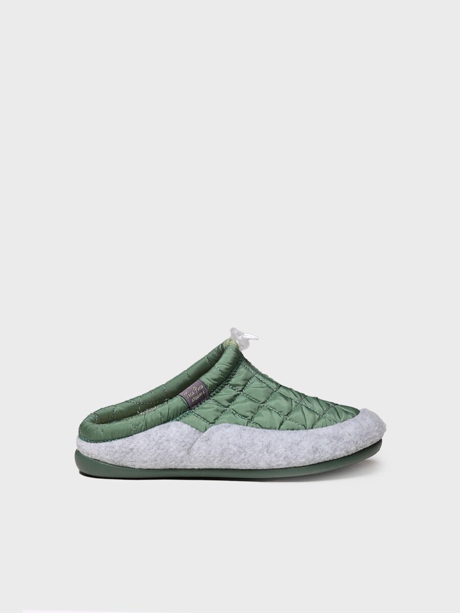 Women's slippers in padded fabric and felt in Green - MEL-UM