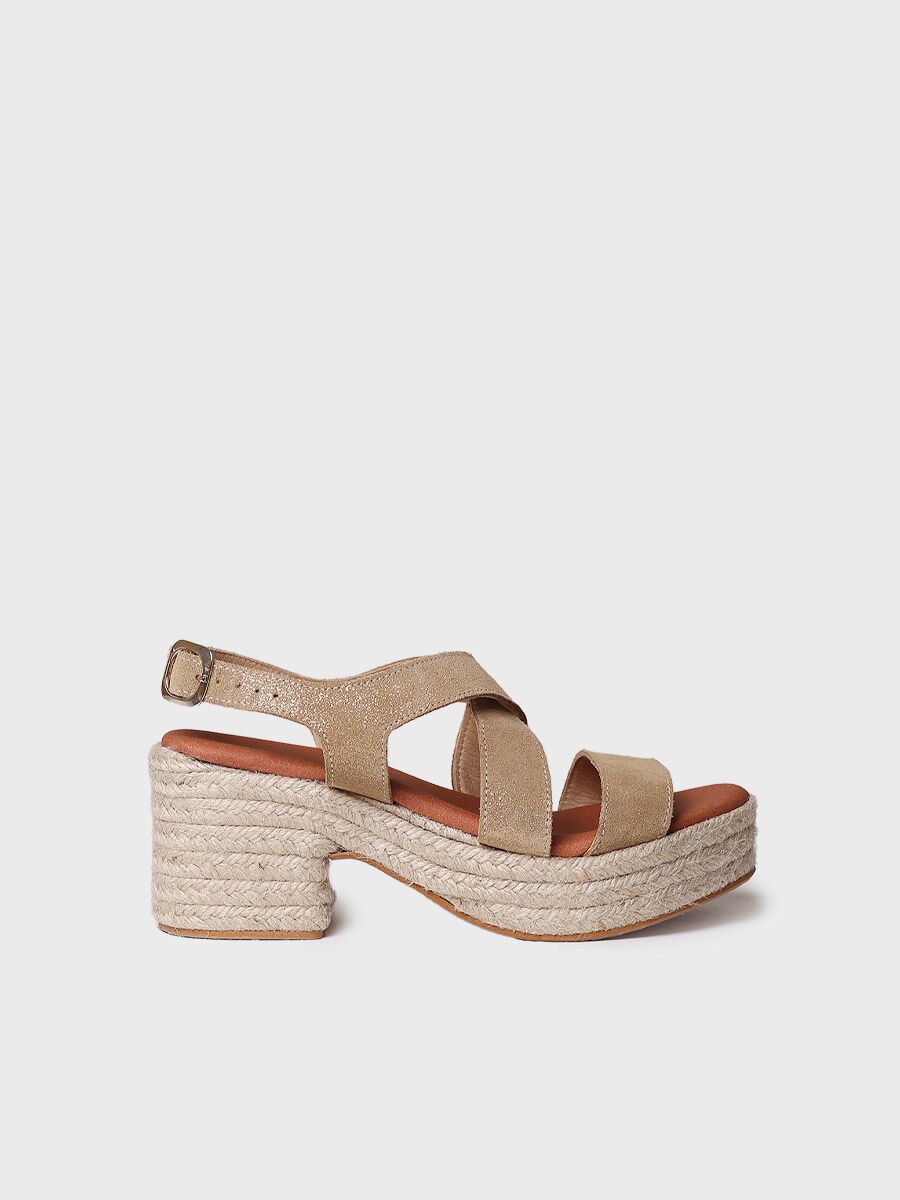 Women's wide-heeled leather espadrilles - ASTRID