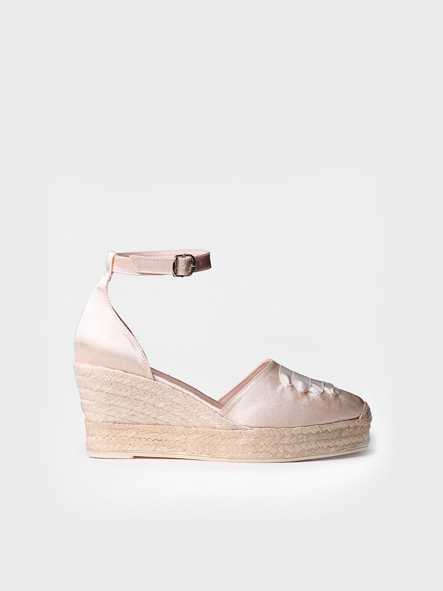 White bridal espadrilles with high wedge - AYLA