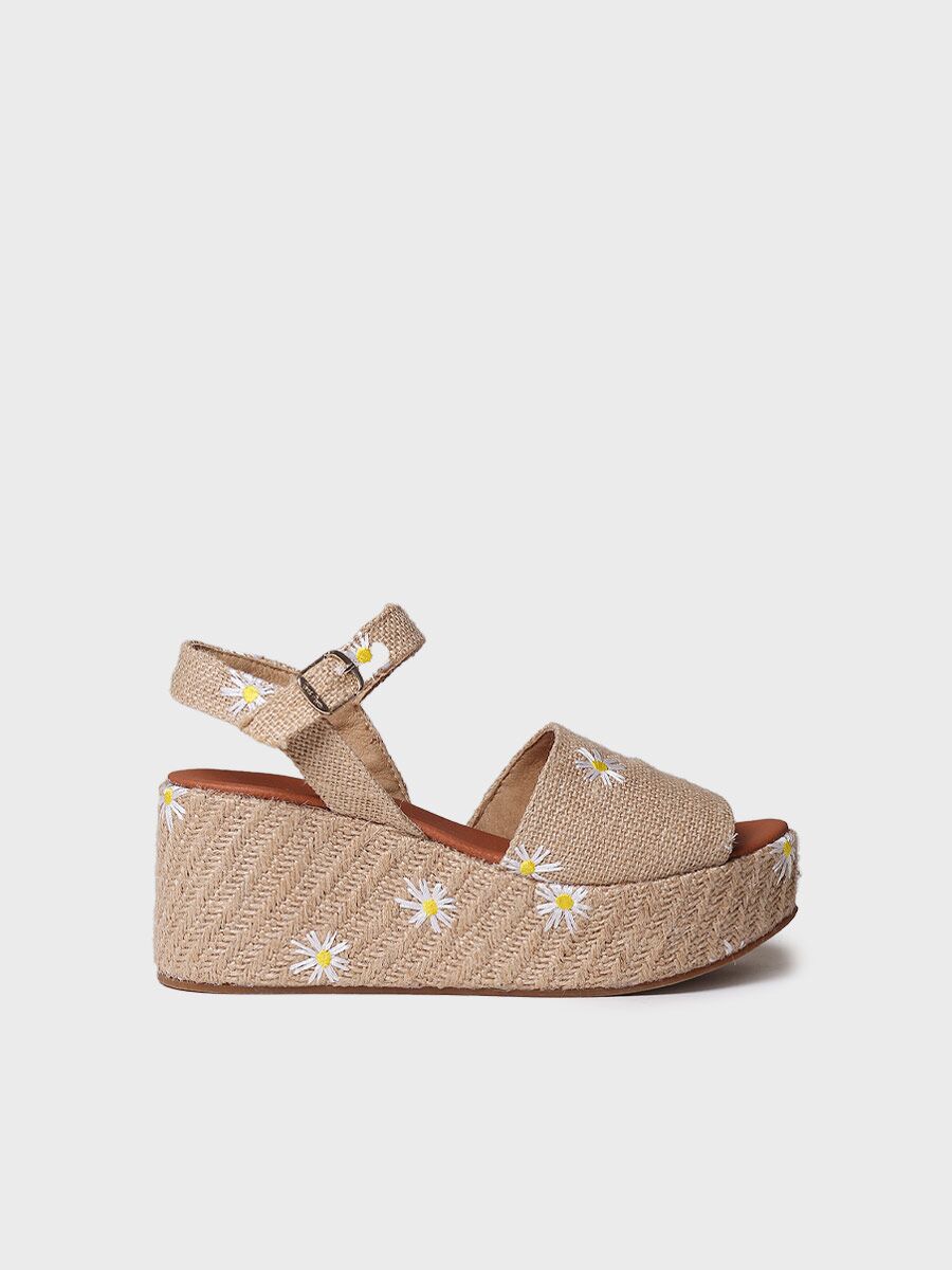 Women's high espadrilles with daisies - SEUL